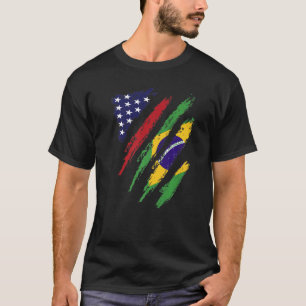 Brasilien American Ground Flag USA Patriot Heritag T-Shirt