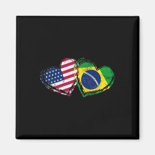 Brasilien Amerikanische Flagge Herz Brasilianische Magnet