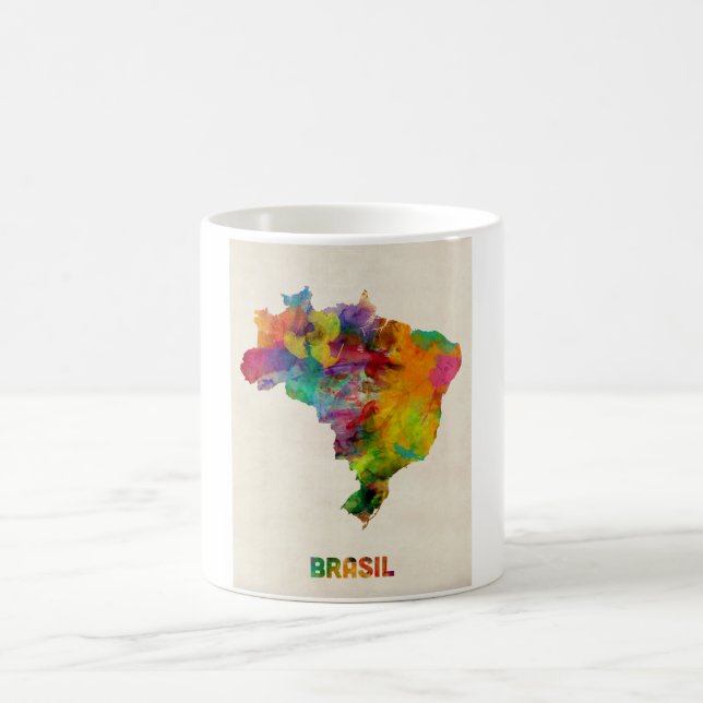 Brasilien-Aquarell-Karte Tasse (Mittel)