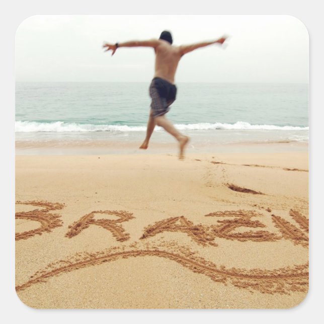 BRASILIEN Barecher mit Anzug Quadratischer Aufkleber (Vorderseite)