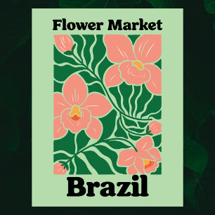 Brasilien Blumenmarkt Pfirsich-Orchidee Tropisch Postkarte