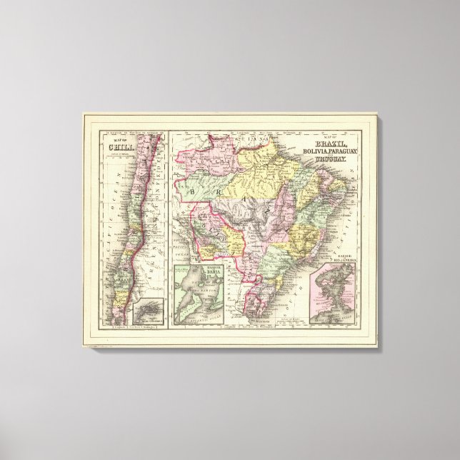 Brasilien, Bolivien, Paraguay, Uruguay 2 Leinwanddruck (Vorderseite)