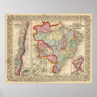 Brasilien, Bolivien, Paraguay, Uruguay, Karte von 