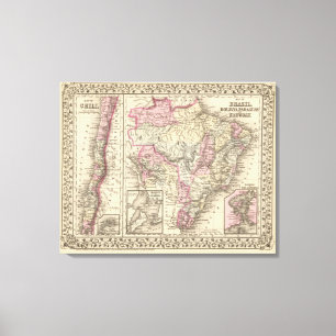 Brasilien, Bolivien, Paraguay, Uruguay Leinwanddruck