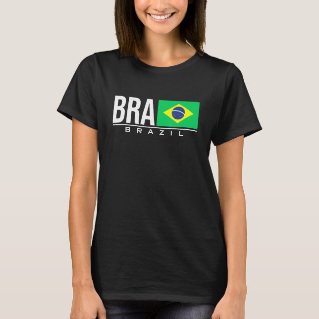 Brasilien Brasil Flagge Brasilianischer Ländercode T-Shirt (Vorderseite)