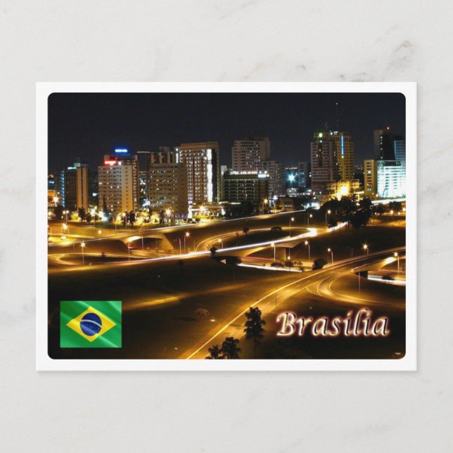 Brasilien - Brasilia nach Nacht - Postkarte (Vorderseite)