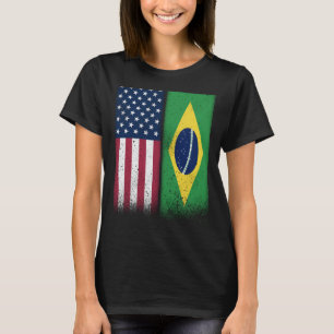 Brasilien Brasilianische amerikanische Flaggen Pro T-Shirt