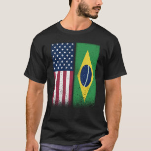 Brasilien Brasilianische amerikanische Flaggen Pro T-Shirt