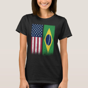 Brasilien Brasilianische amerikanische Flaggen Pro T-Shirt