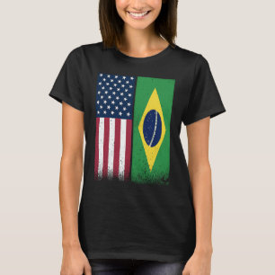 Brasilien Brasilianische amerikanische Flaggen Pro T-Shirt
