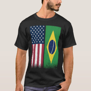 Brasilien Brasilianische amerikanische Flaggen Pro T-Shirt
