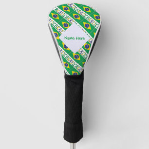 Brasilien Brasilianische Flagge Kacheln Grün Perso Golf Headcover