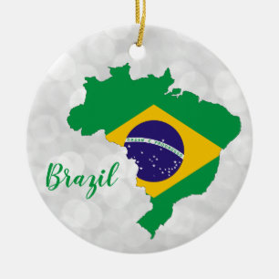 Brasilien - Brasilianische Flagge Weihnachten Keramik Ornament