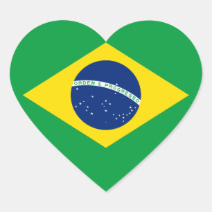 Brasilien - brasilianische Staatsflagge Herz-Aufkleber