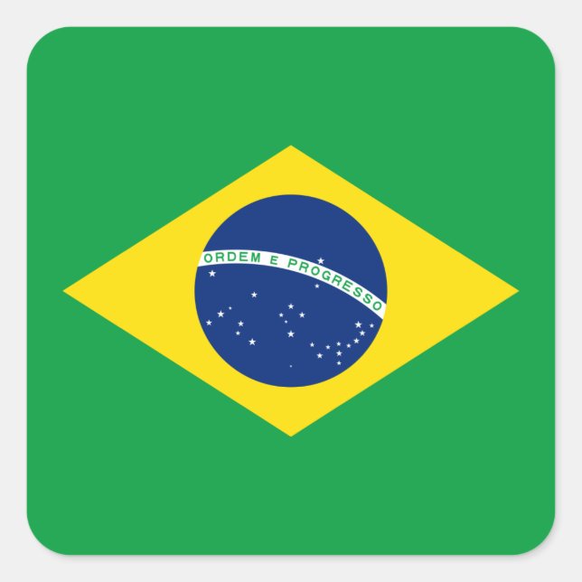 Brasilien - brasilianische Staatsflagge Quadratischer Aufkleber (Vorderseite)
