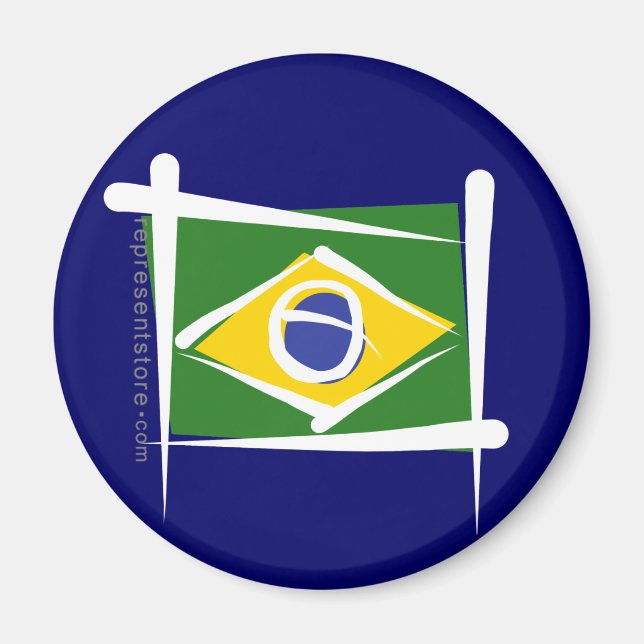 Brasilien - Brush Flag Magnet (Vorne)