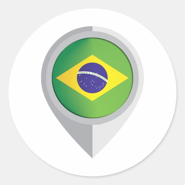 Brasilien Button Location Flag Runder Aufkleber (Vorderseite)