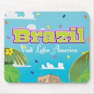 Brasilien Cartoon Reiseplakat Druck. Mousepad