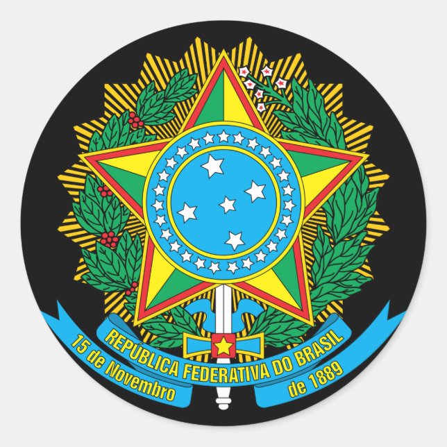 Brasilien-Emblem Runder Aufkleber (Vorderseite)