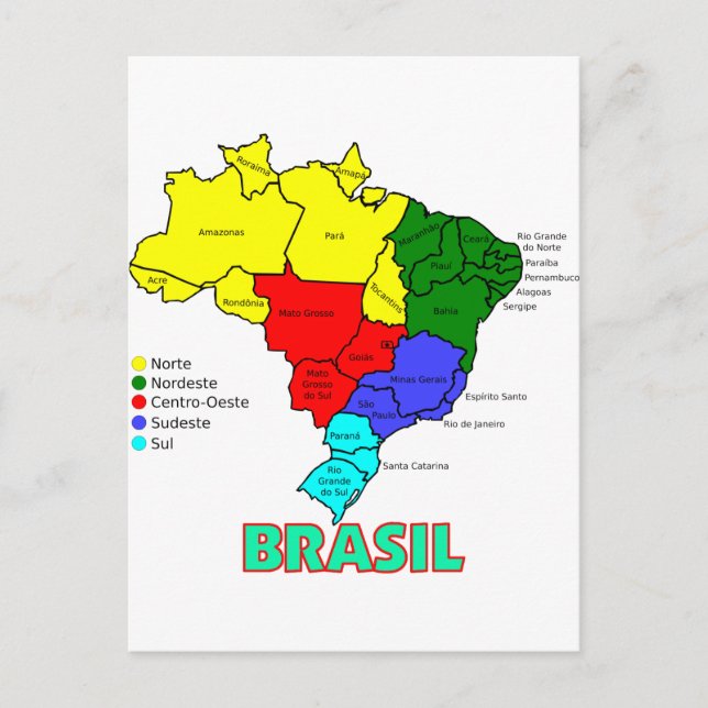 Brasilien. Farbbereiche Postkarte (Vorderseite)