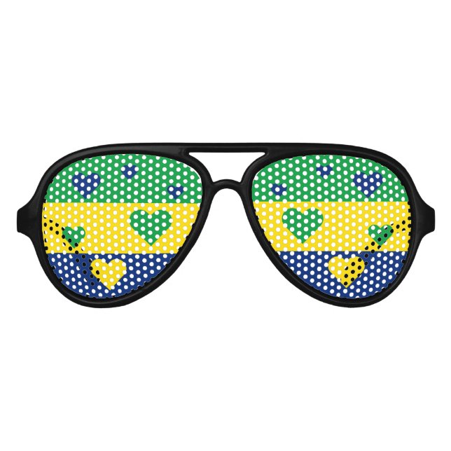 Brasilien Flag Fan Patriotic Aviator Sonnenbrille (Vorderseite)