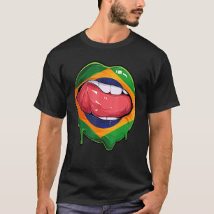 Brasilien Flag Flag Mouth Fußball Brasilianer T-Shirt