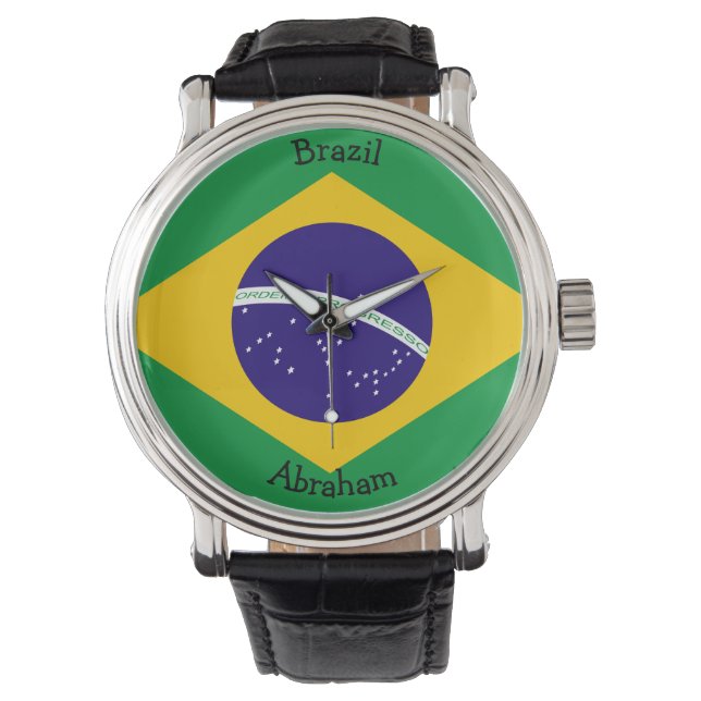Brasilien-Flag-Grafik Armbanduhr (Vorderseite)