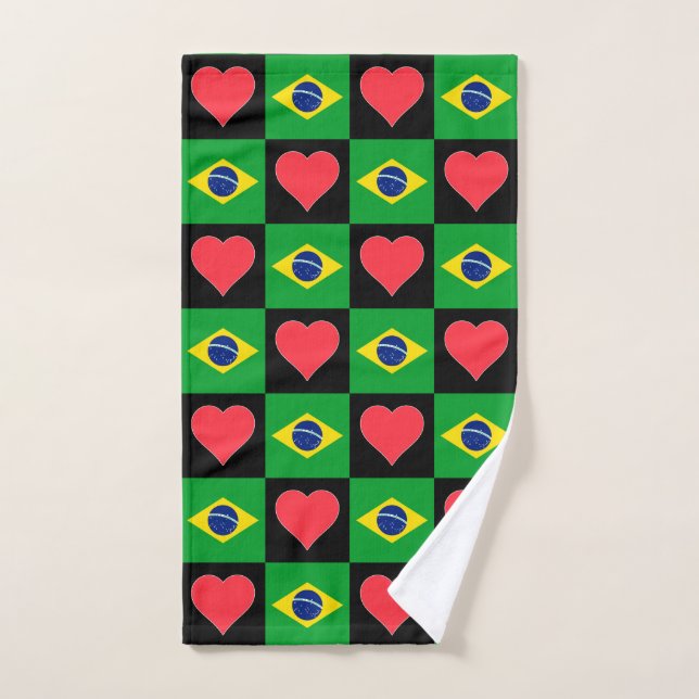 Brasilien Flag und Herz Muster Fun Brasilien Brasi Handtuch (Handtuch)