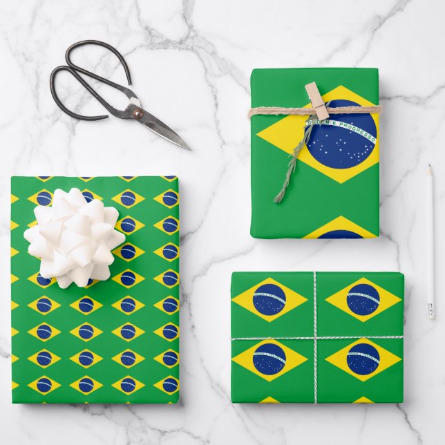 Brasilien Flag Wrapping Paper Flat Sheet Set 3 Geschenkpapier Set (Vorderseite)