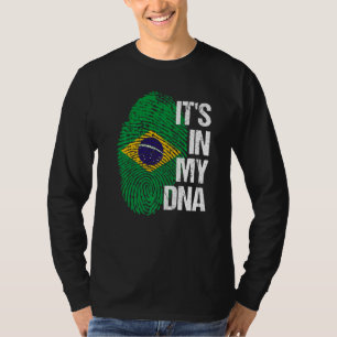 Brasilien Flag Zuhause Heart Roots Fingerprint DNA T-Shirt