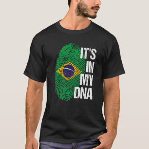 Brasilien Flag Zuhause Heart Roots Fingerprint DNA T-Shirt