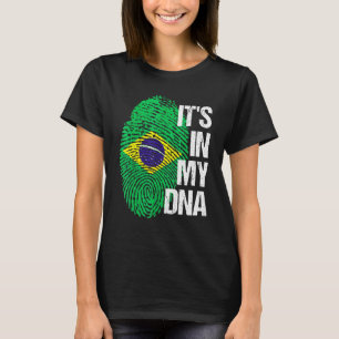 Brasilien Flag Zuhause Heart Roots Fingerprint Dna T-Shirt