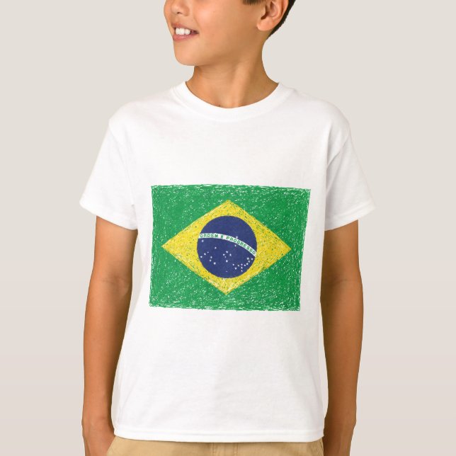 Brasilien-Flagge *Hand-sketch* Brasilianer T-Shirt (Vorderseite)