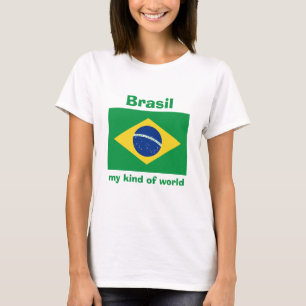 Brasilien-Flagge + Karte + Text-T - Shirt
