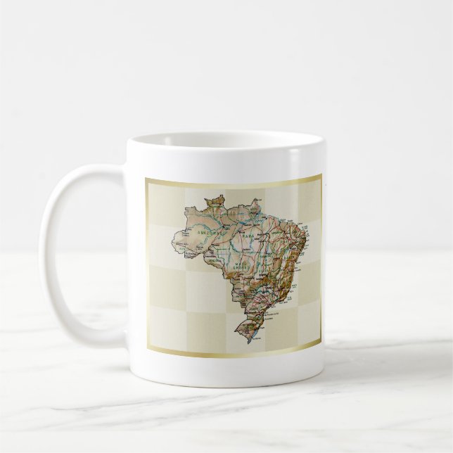 Brasilien-Flagge + Karten-Tasse Kaffeetasse (Links)