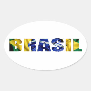 Brasilien-Flagge Ovaler Aufkleber