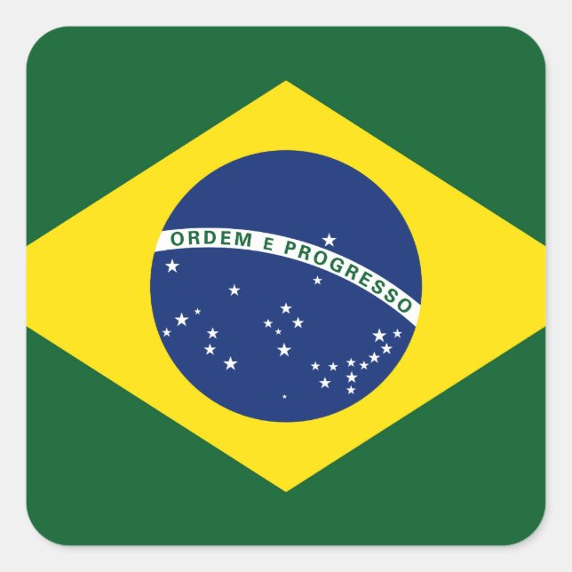 Brasilien-Flagge Quadratischer Aufkleber (Vorderseite)