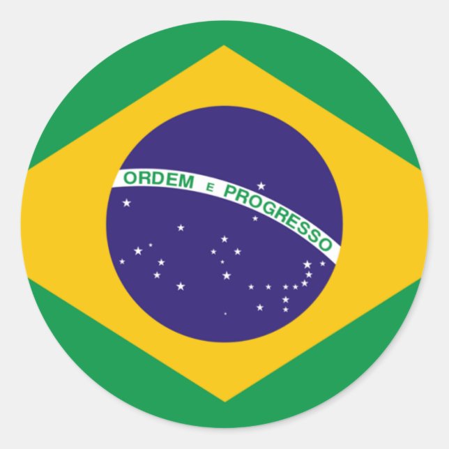 Brasilien-Flagge Runder Aufkleber (Vorderseite)