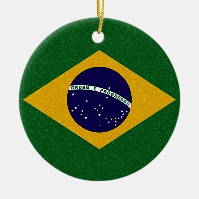 BRASILIEN-FLAGGE Verzierung Keramik Ornament (Vorne)