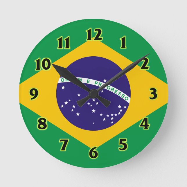 Brasilien-Flagge WallClocks Runde Wanduhr (Vorderseite)