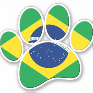 Brasilien Flaggen Dog Paw Print Aufkleber