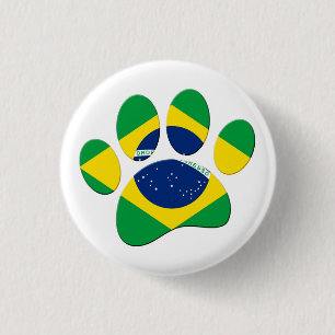Brasilien Flaggen Dog Paw Print Button