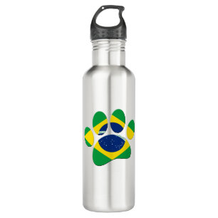 Brasilien Flaggen Dog Paw Print Edelstahlflasche