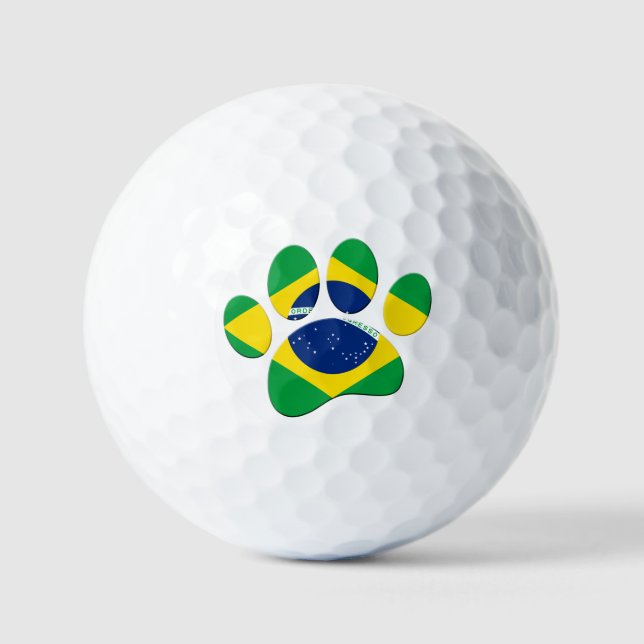Brasilien Flaggen Dog Paw Print Golfball (Vorderseite)