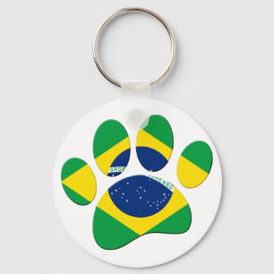 Brasilien Flaggen Dog Paw Print Schlüsselanhänger