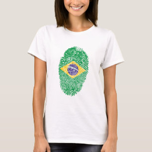 Brasilien Flaggen Fingerprint T-Shirt