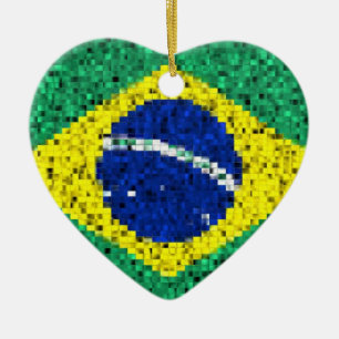 Brasilien-Flaggen-Glitterverzierung Keramik Ornament