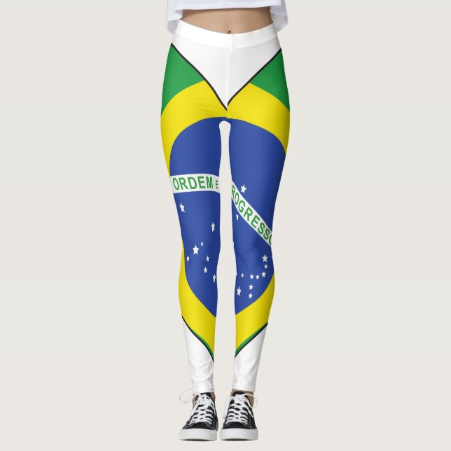 Brasilien-Flaggen-Herz Leggings (Vorderseite)