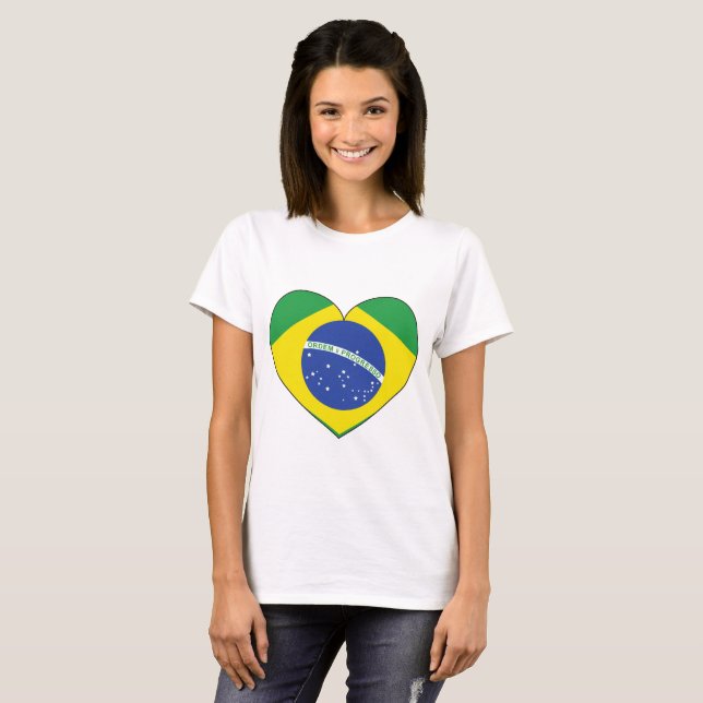Brasilien-Flaggen-Herz T-Shirt (Vorne ganz)