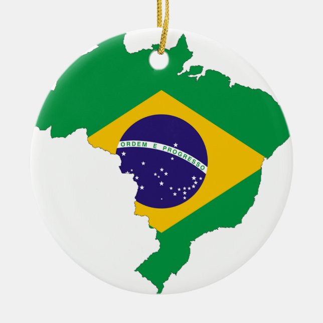 Brasilien-Flaggen-Karten-Symbol-Brasilianer-Land Keramikornament (Vorne)